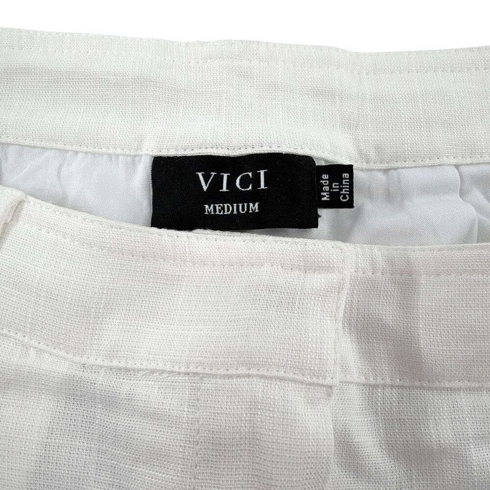 Vici Women's White Pleated Linen Shorts Size M — image 5 of 6